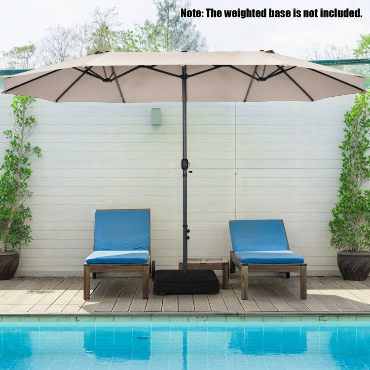 15 Feet Patio Double-Sided Umbrella with Hand-Crank System - Gallery View 2 of 10