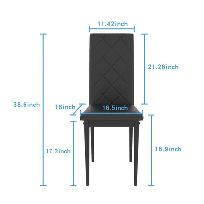 5PCS Tempered Glass Black Dining Table Chair Set Simple Rectangular Living Room Kitchen Table W/4 High-End Dining Chair [US-W]