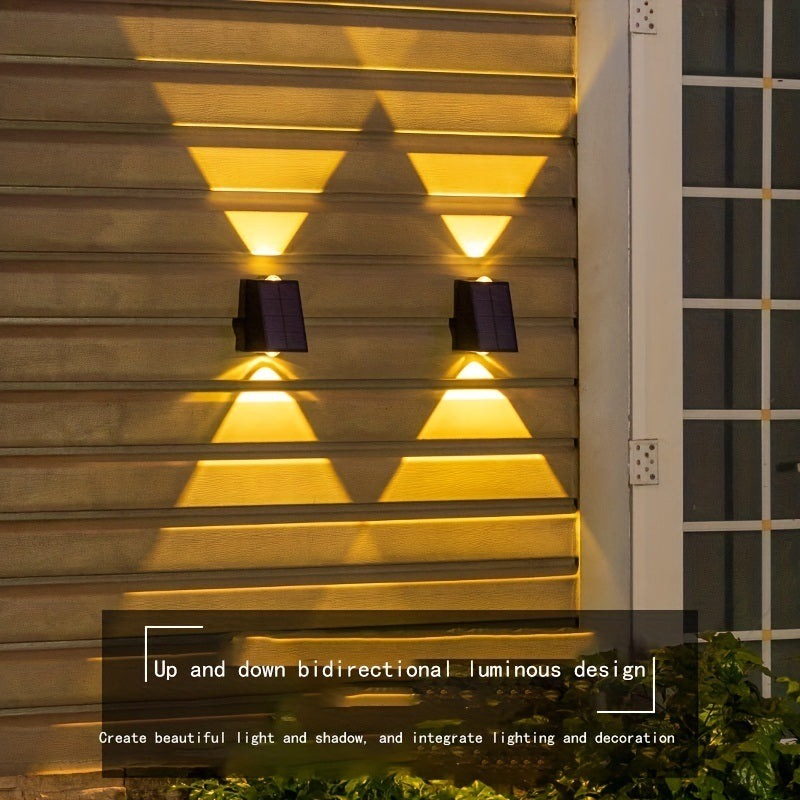 2pcs Solar Up And Down Wall Lights; Outdoor Waterproof LED Step Light; Solar Fence Lights For Outdoor Yard Garden Lawn Patio Courtyard Fences Driveway Pathway Decoration