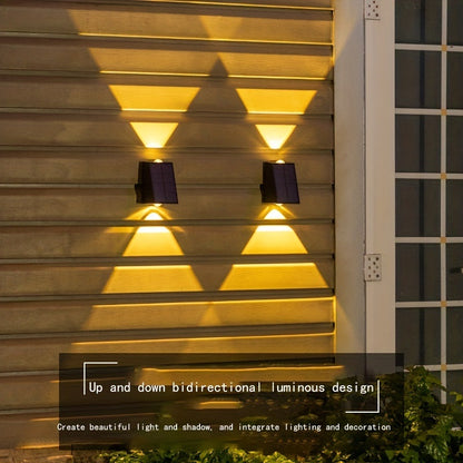 2pcs Solar Up And Down Wall Lights; Outdoor Waterproof LED Step Light; Solar Fence Lights For Outdoor Yard Garden Lawn Patio Courtyard Fences Driveway Pathway Decoration