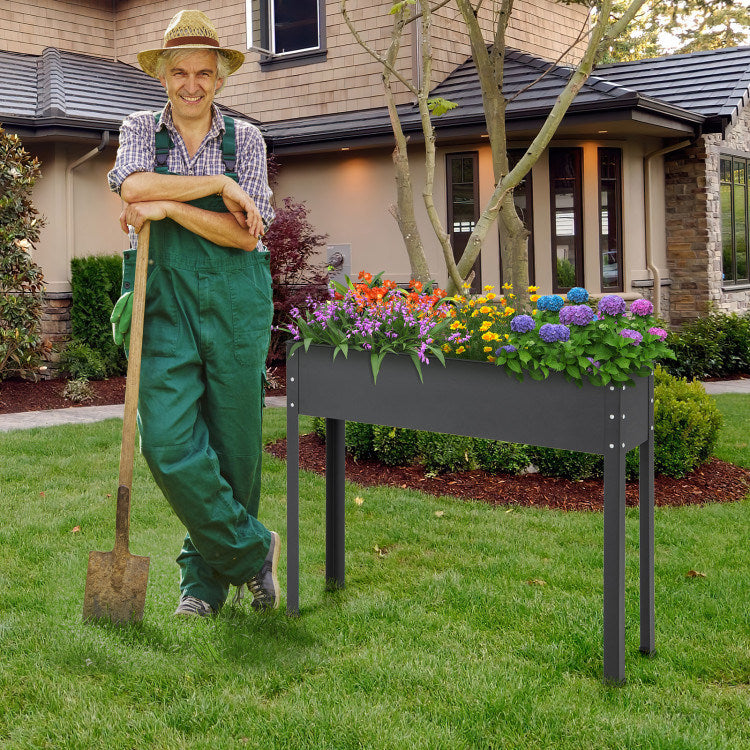 Metal Raised Garden Bed with Legs and Drainage Hole for Vegetable Flower