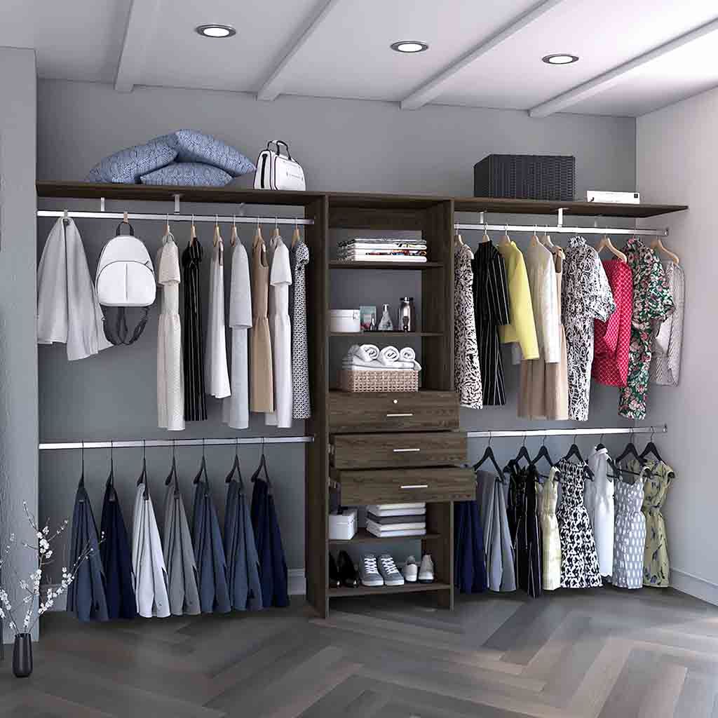 Closet System Pittsburg, Bedroom, Dark Walnut