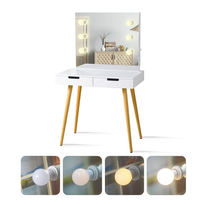 Adjustable LED lights with mirror, 2 usb plug dresser