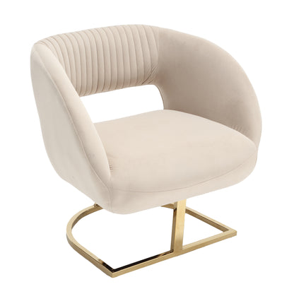 COOLMORE Modern Chair with Velvet Fabric, Mid-Century Chair with Wide Upholstered, Armchair for Living Room, Lounge, Bedroom (Beige)