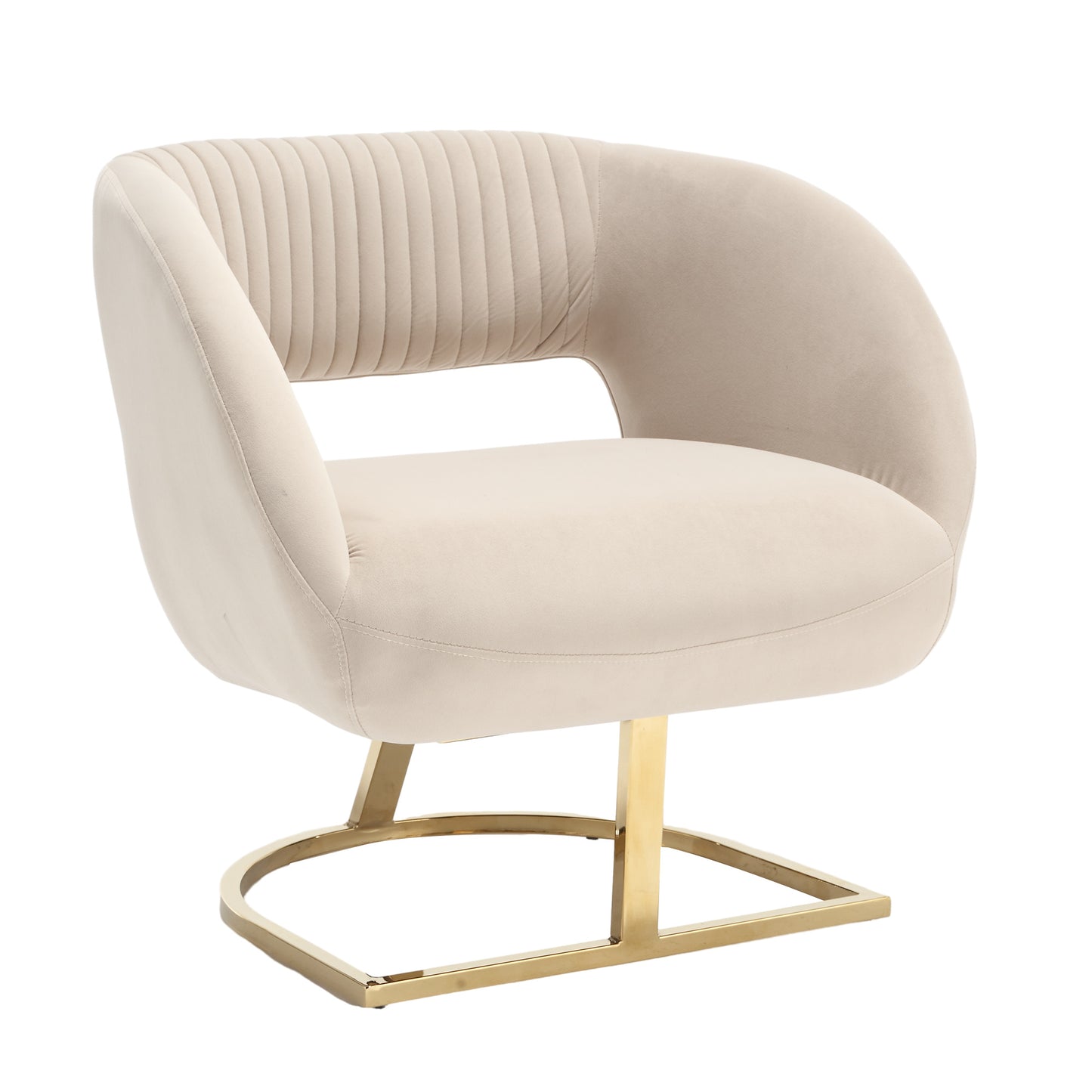 COOLMORE Modern Chair with Velvet Fabric, Mid-Century Chair with Wide Upholstered, Armchair for Living Room, Lounge, Bedroom (Beige)