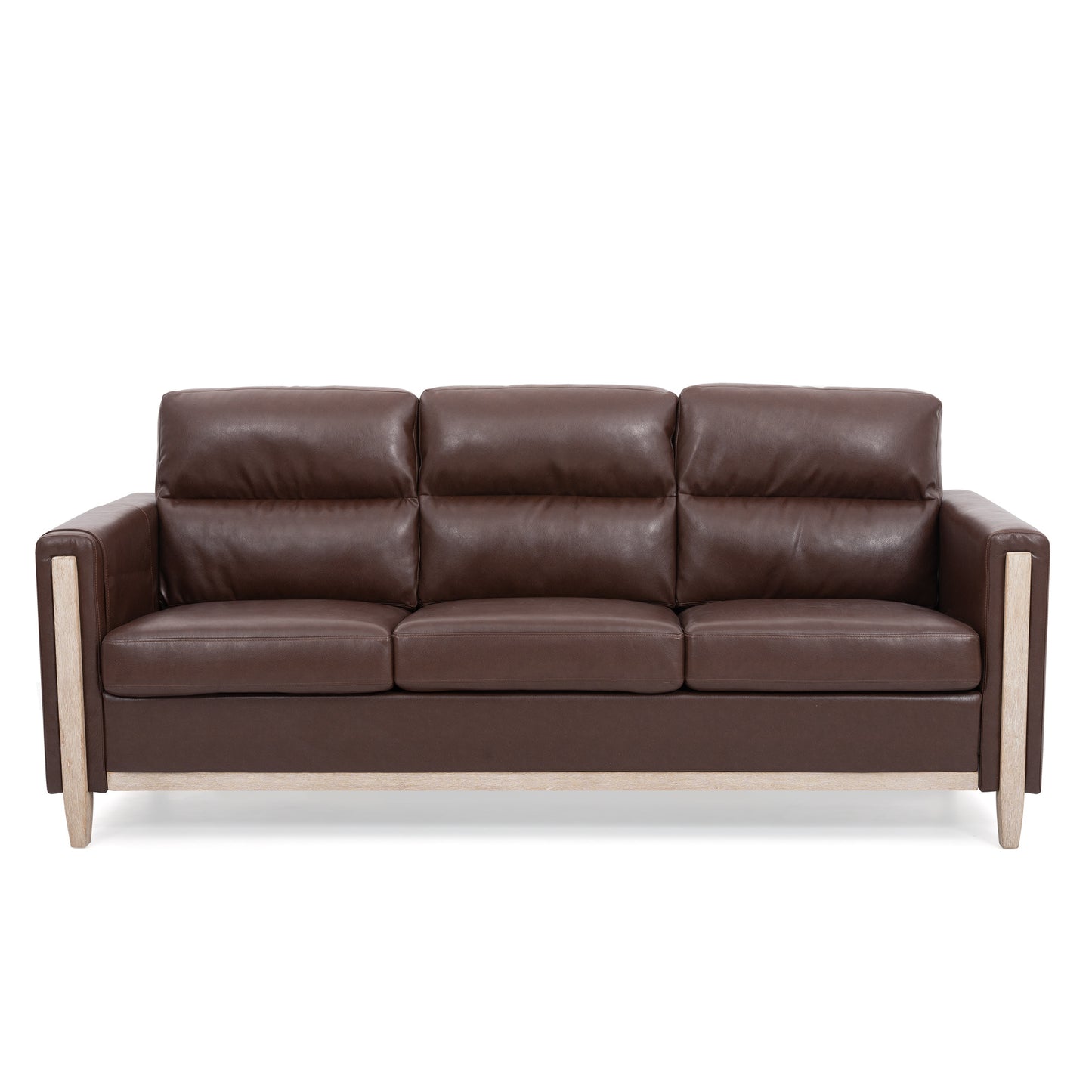 Comfortable Solid Wood Three-Seater Sofa