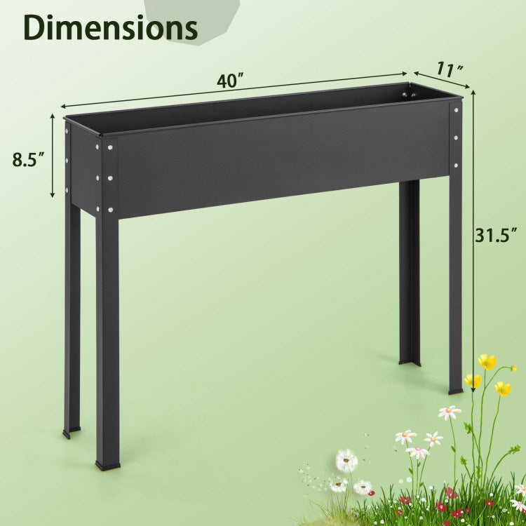 Metal Raised Garden Bed with Legs and Drainage Hole for Vegetable Flower