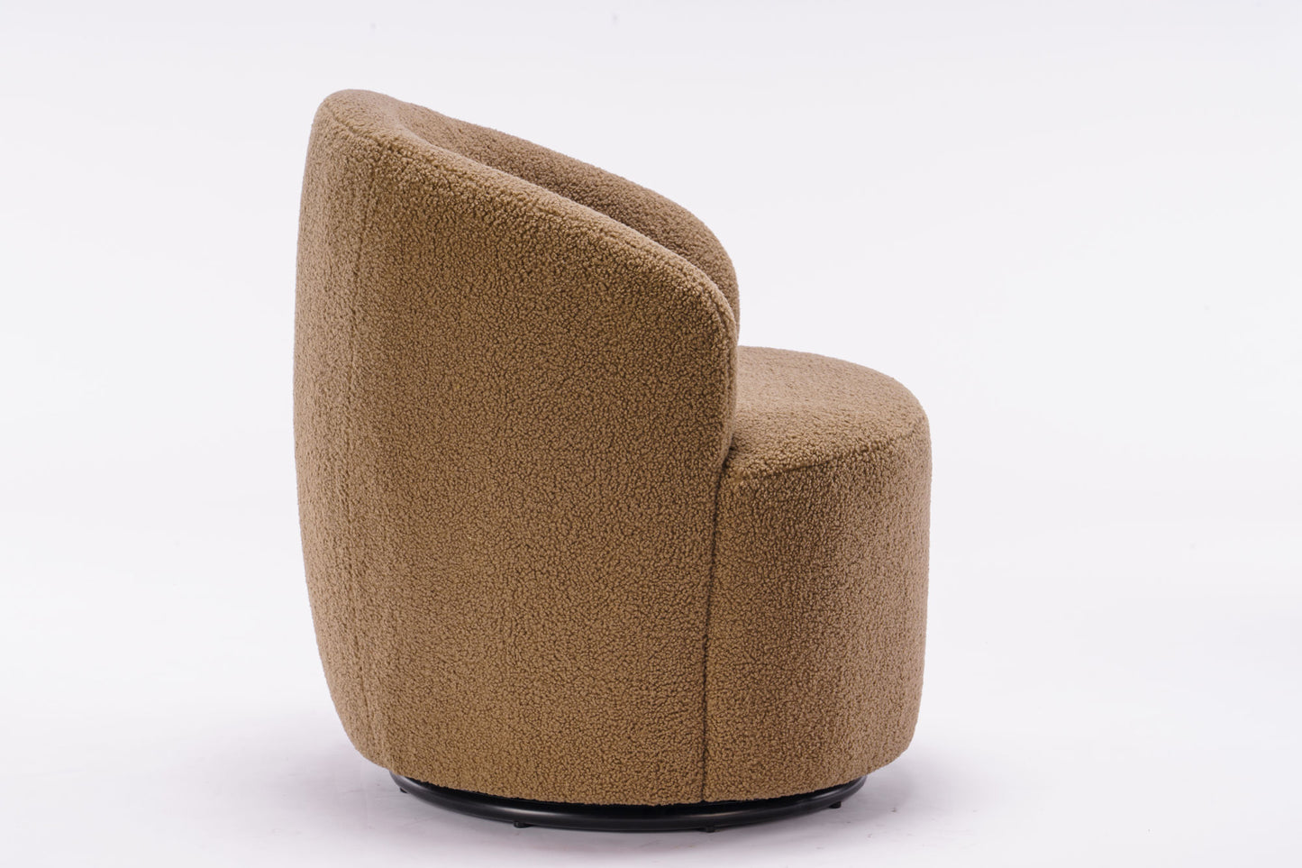 fabric swivel accent armchair barrel chair with black powder coating metal ring