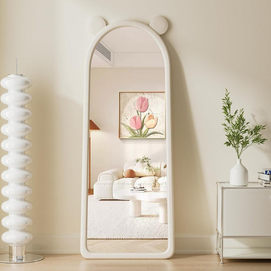 Full Length Mirror, Arched Floor Stand,Wall Full Length,Freestanding Hanging or Leaning Large Mirror Flannel Frame,Body Mirrors