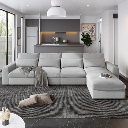 U_Style Modern Large L-Shape Feather Filled Sectional Sofa