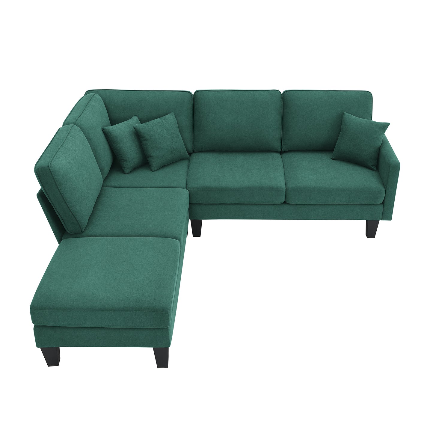 Terrycloth Modern Sectional Sofa,5-Seat Practical Couch Set with Chaise Lounge w 3 pillows