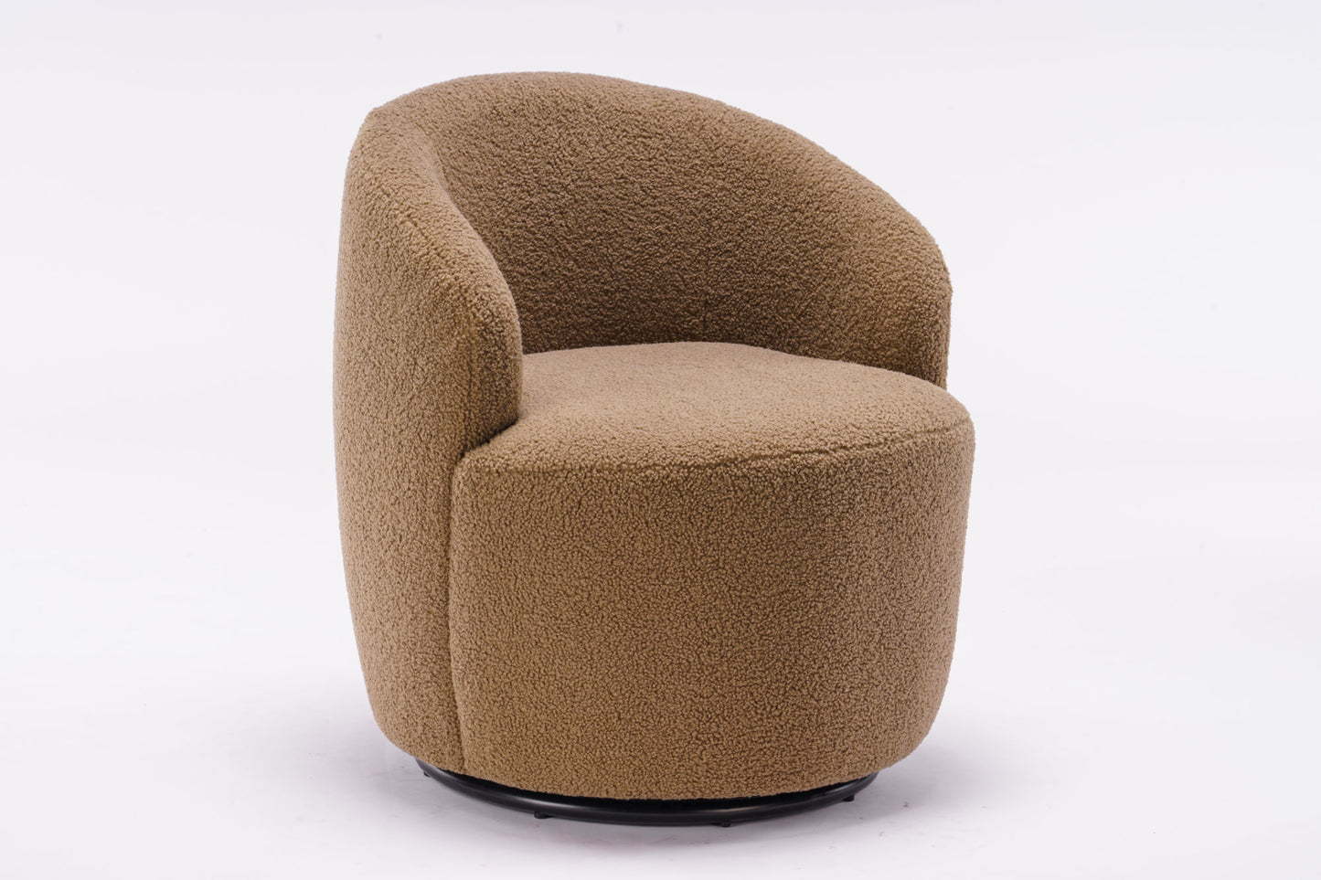 fabric swivel accent armchair barrel chair with black powder coating metal ring