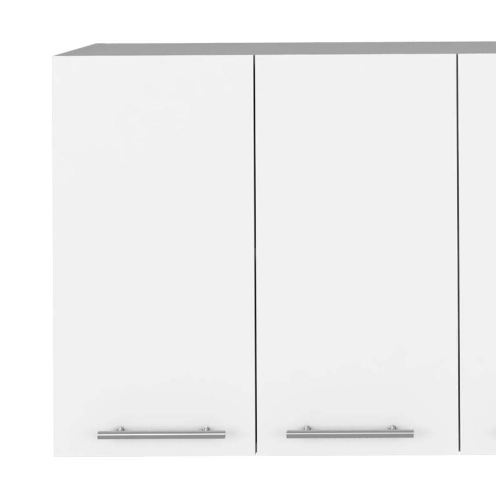 Caledon 2 Piece Kitchen Set, Kitchen Island + Upper Wall Cabinet , White /Walnut