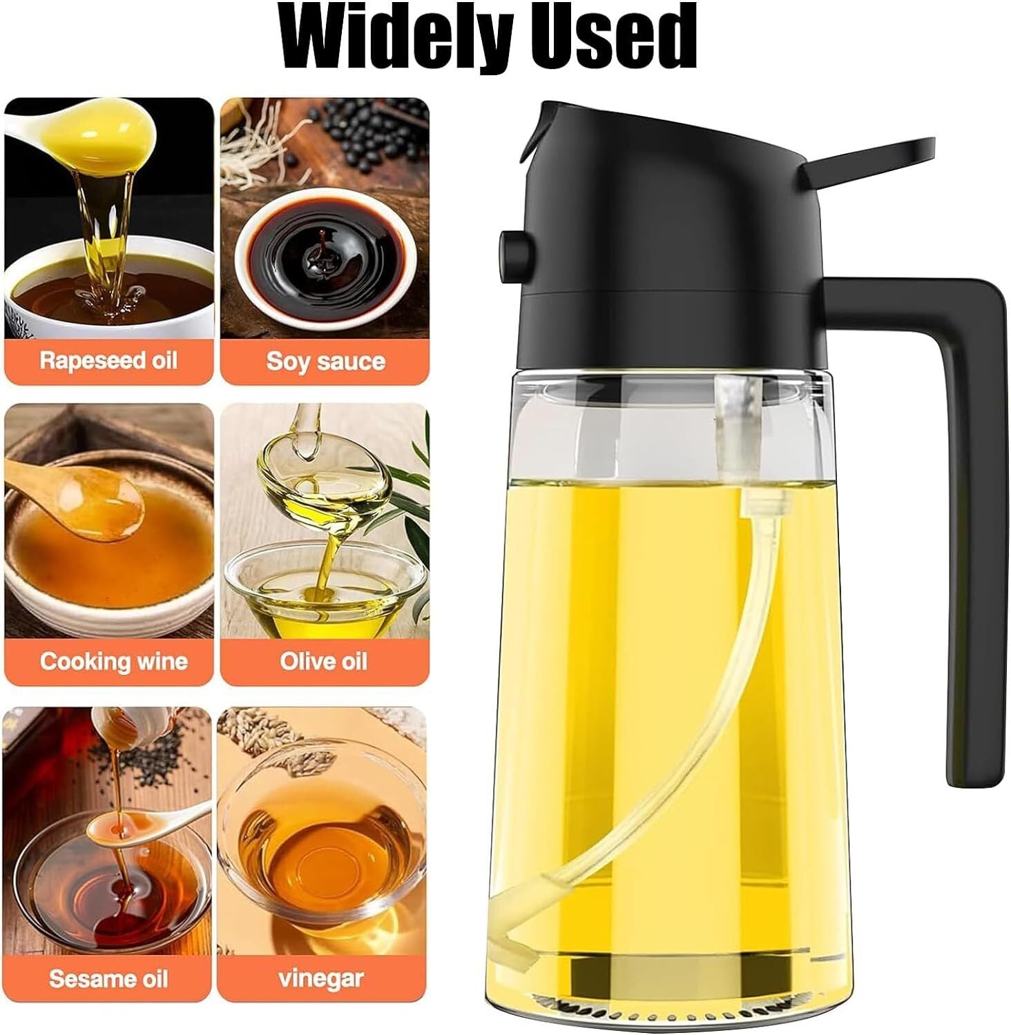 16Oz Cooking Oil Dispenser Bottle for Kitchen 2-In-1 Olive Oil Dispenser and Oil Spray